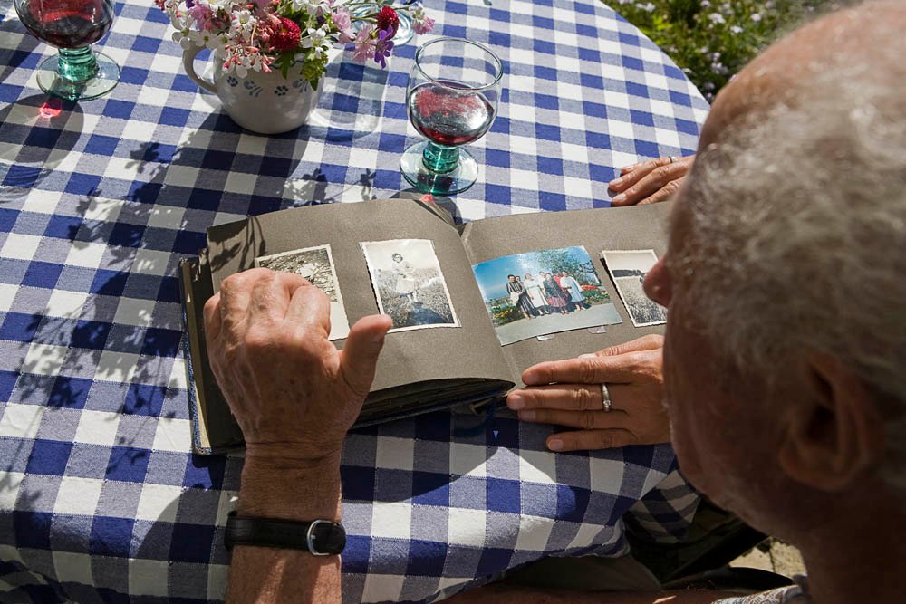 Looking through photographs together